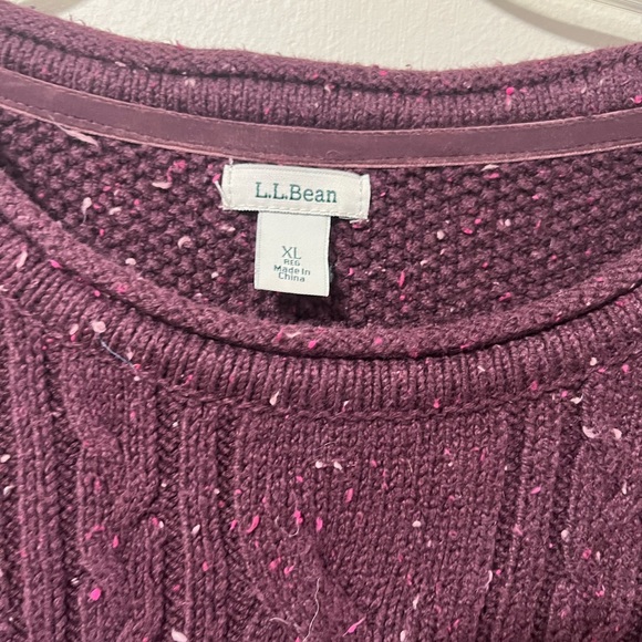 LL Bean Cable Winter Knit Sweater XL. Maroon/Purple - Picture 2 of 6